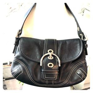 Coach Purse - Stitched Boho Buckle Black Leather